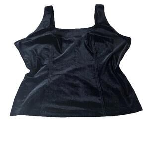 Sylvie & Mando Vintage 90’s Black Velvet  Goth Corset Style Vest Tank Top Sz XL